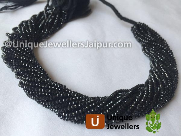 Black Spinel Micro Cut Roundelle Beads